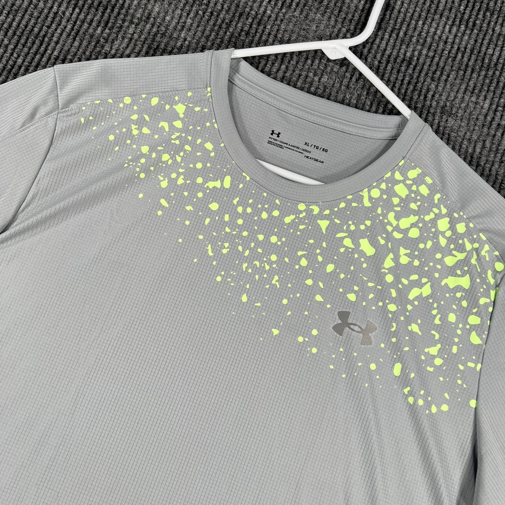 Under Armour Shirt Mens XL Extra Large Gray Short Sleeve Heat Gear Fitted Gym